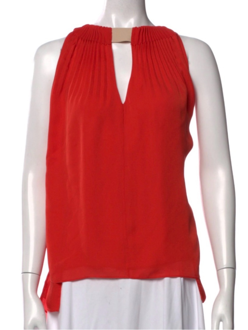 Diane Von Furstenberg Red Pleated Halter-Style Sleeveless Top, Size 0